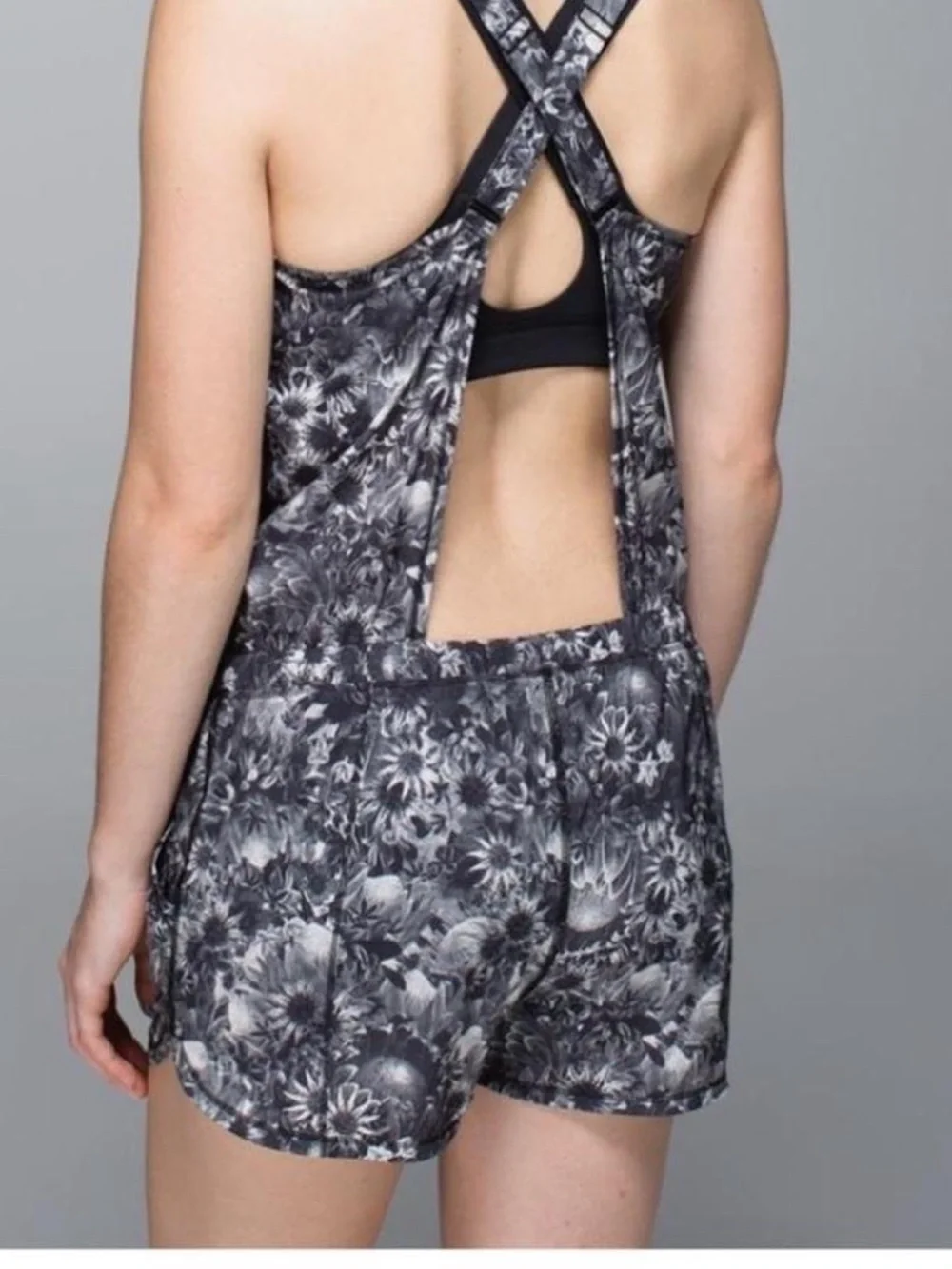 LULULEMON NWOT vintage black floral romper